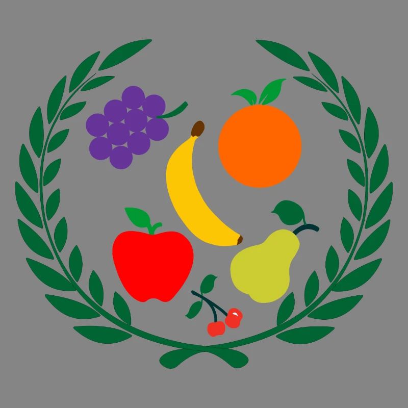 Fruit in laurel wreath
