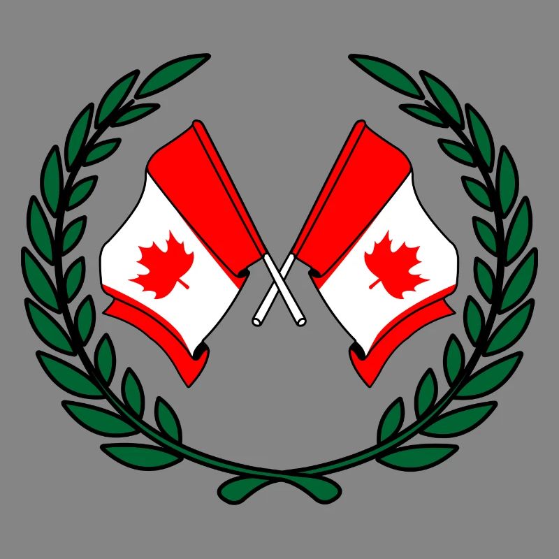 Flags Canada in laurel wreath