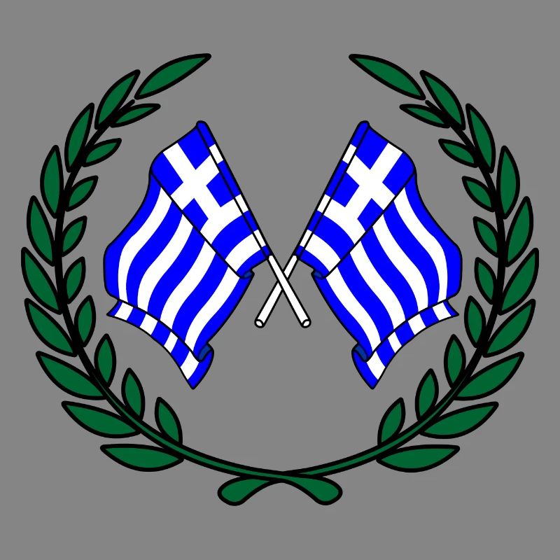Drapeaux de la Grèce en couronne de laurier