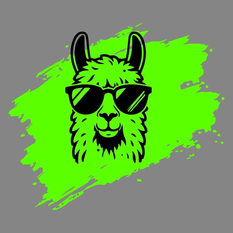 Lama oder Alpaka mit Sonnenbrille im Neonstil