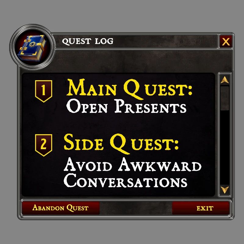 Main Quest Open Presents Side Quest Avoid