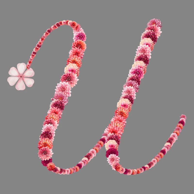 Romantisches Blumenmonogramm "U"