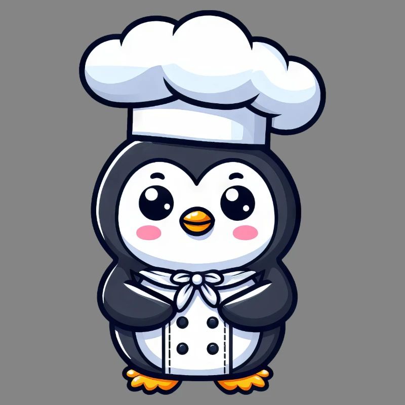 Cute Penguin Chef Cartoon Comic Design