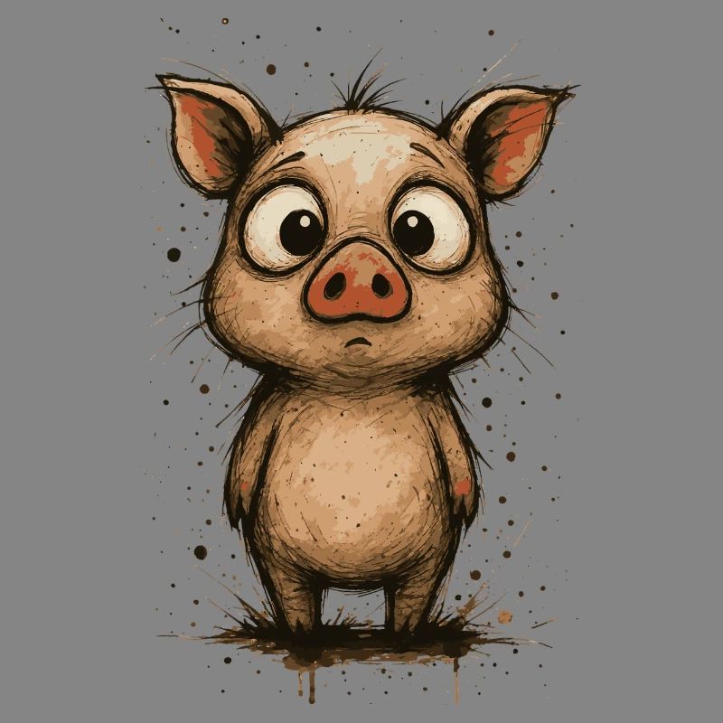 Funny piglet with big eyes – splash
