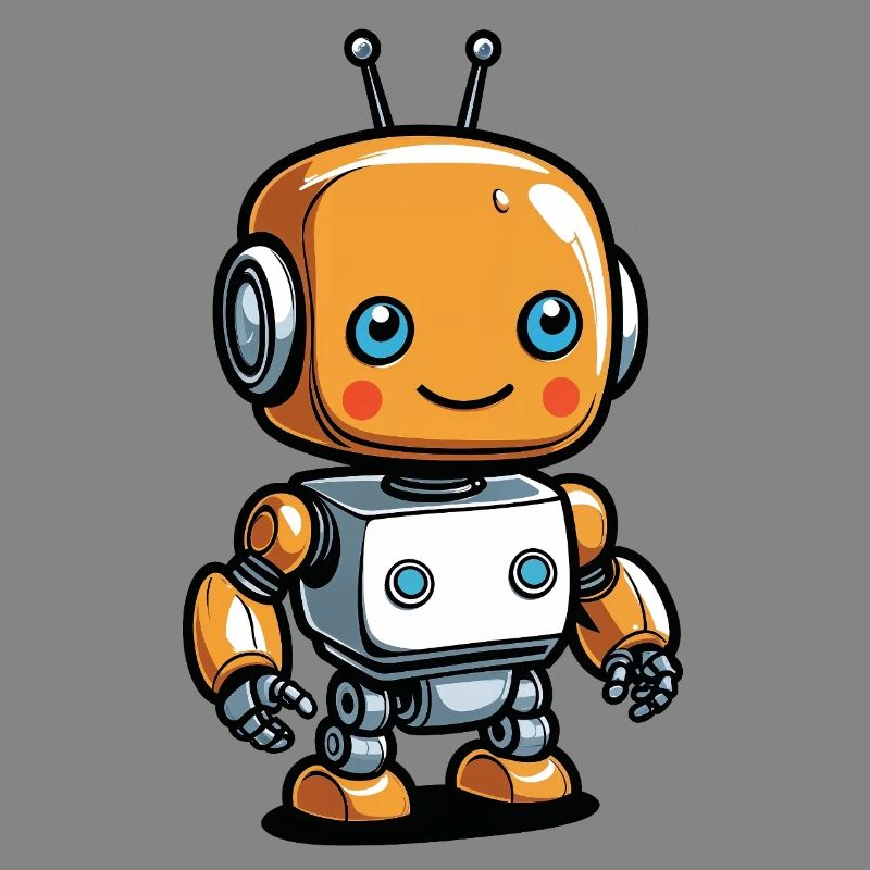 Kawaii Orange Robot with Headset