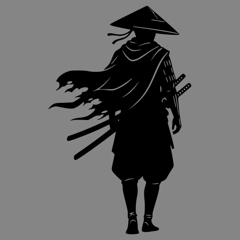 Schatten Krieger Samurai Strohhut