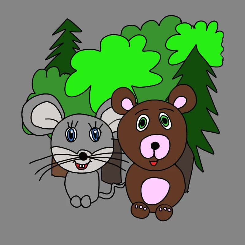 Maus und Bär im Wald. Freunde. Geschenk