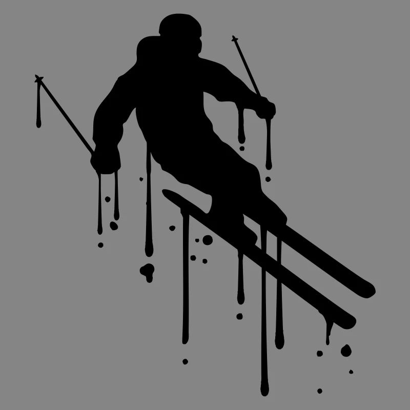 graffiti drops ski ride down mountain winter