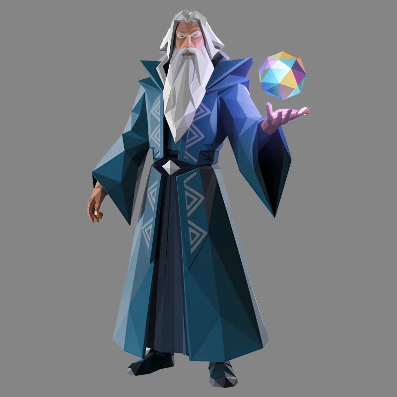 Wise Wizard - Cooles Low-Poly-Logo