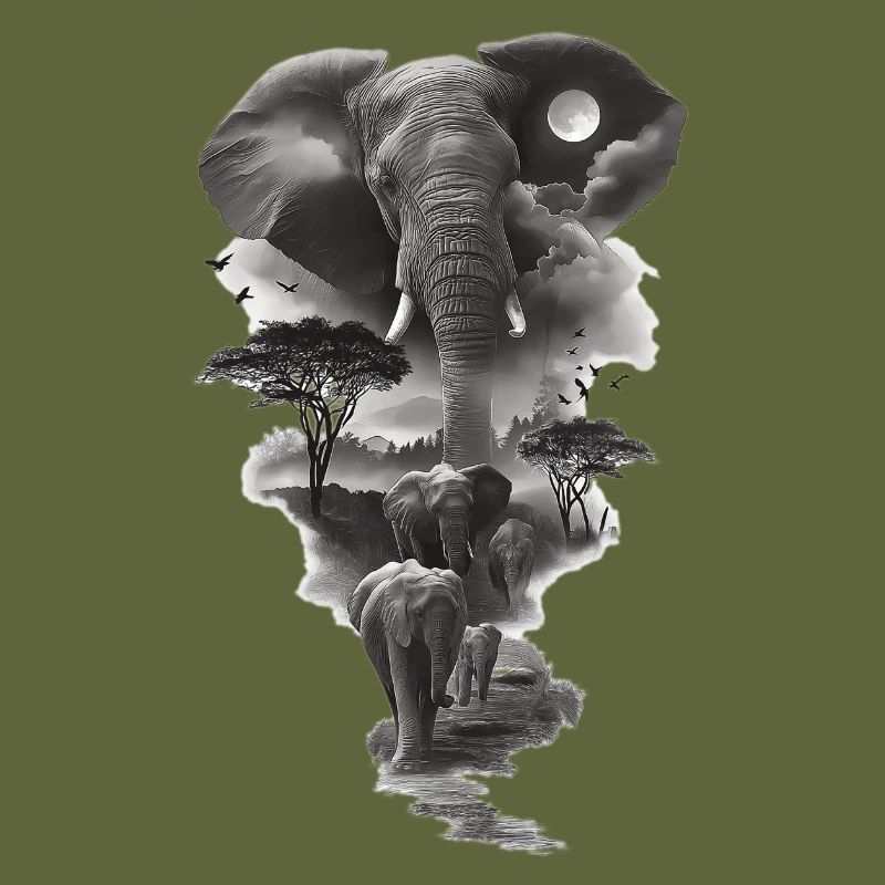 Lunar Elephants Silhouette