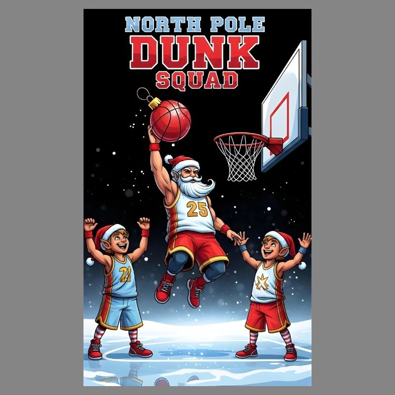 Équipe de dunks du pôle nord de basketball de Santa Dunking