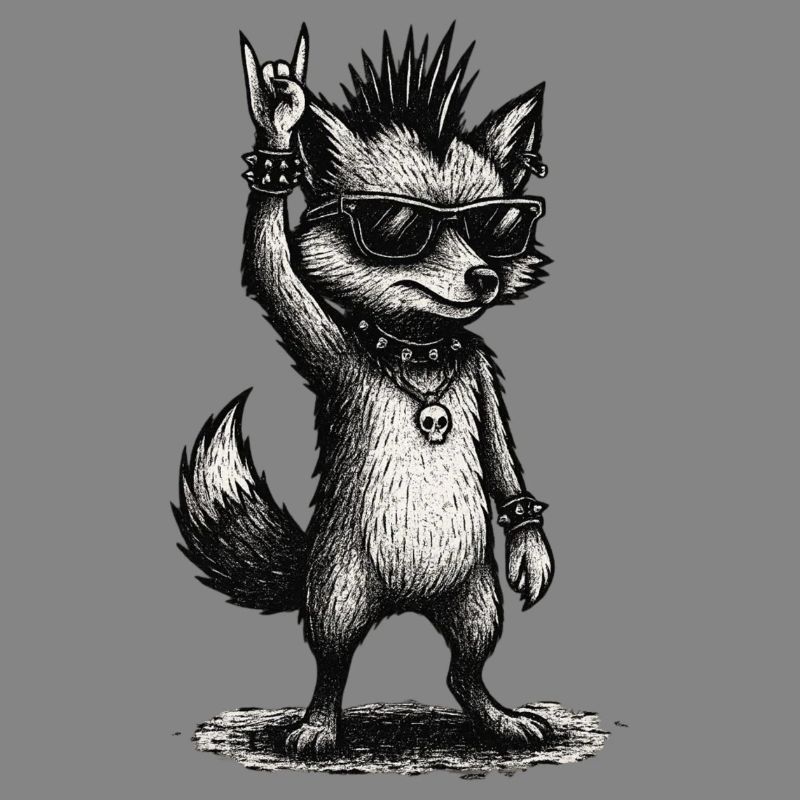 Rock Punk Fox with Sunglasses and Studs
