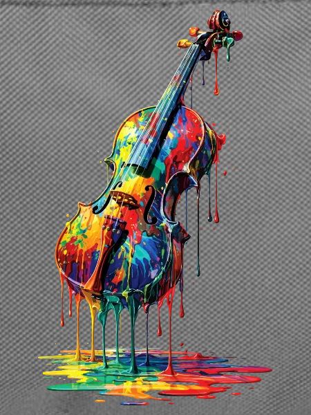 Violin with dripping paint