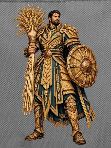 Goldener Ritterkrieger mit Palmenfächer