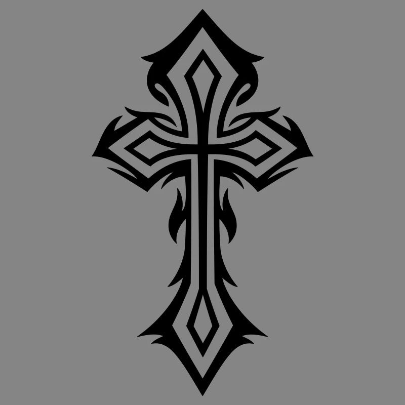Cross, Crucifix, with thorns, gothic style.