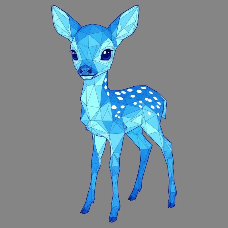 Blue Low-Poly Deer
