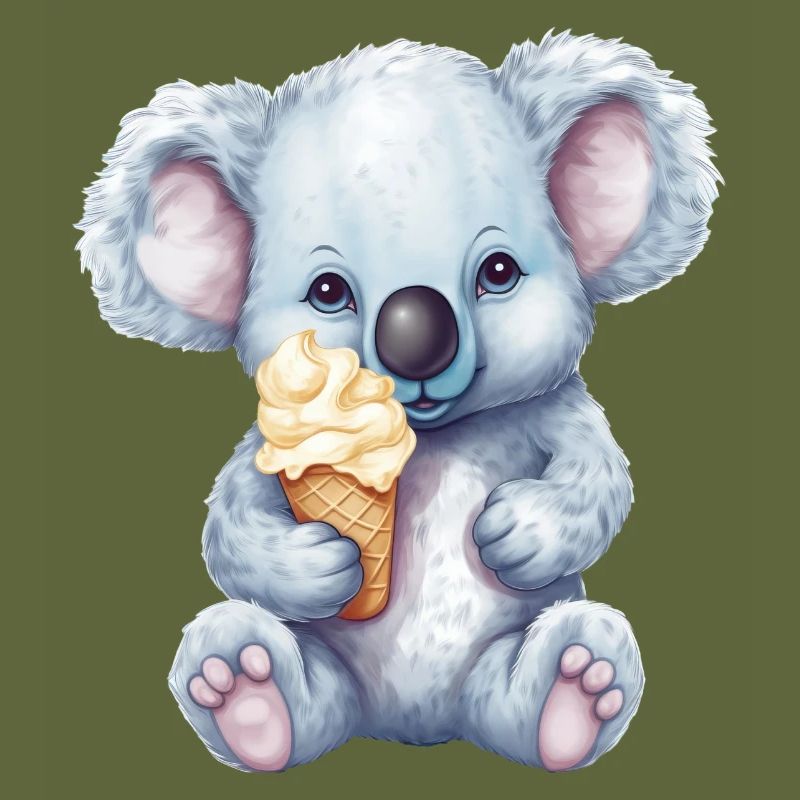 Süßer Comic Koala mit Vanille Softeis