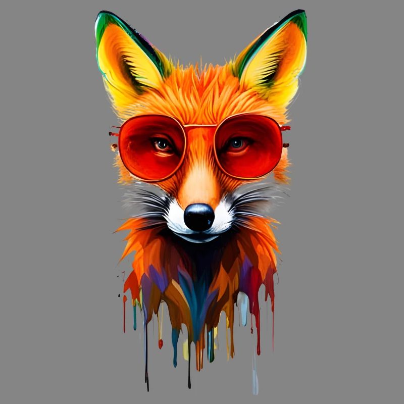 Neonfuchs mit roter Brille