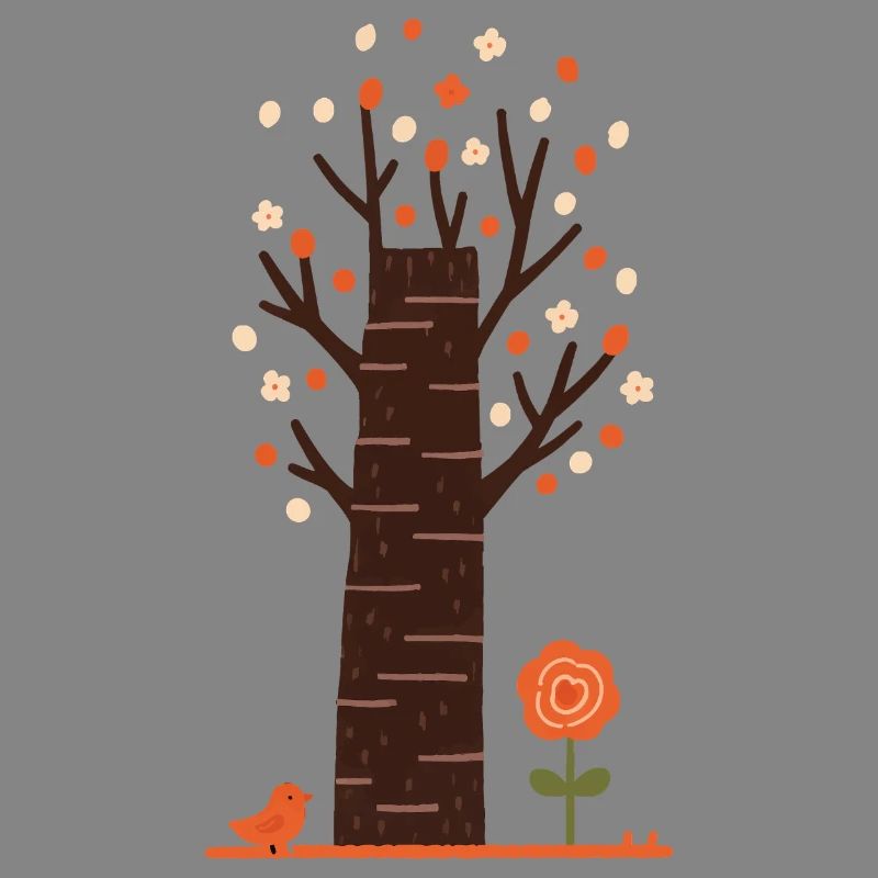 Whimsical Blossom Tree with Bird