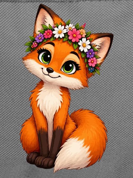 Fuchs mit Blumenkranz