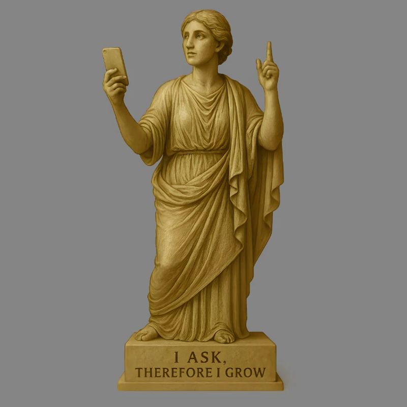 Ancient Philosopher Statue with Message