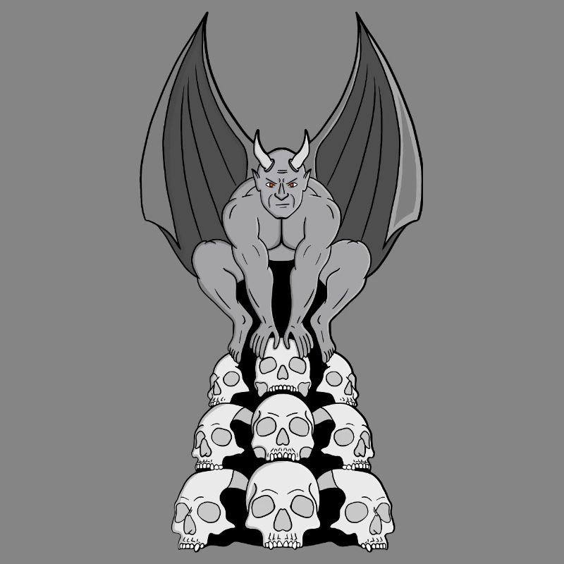 Gargoyle Dämon über Schädeln