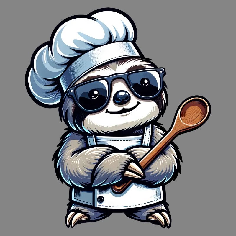 Cute Sloth Chef Comic Design