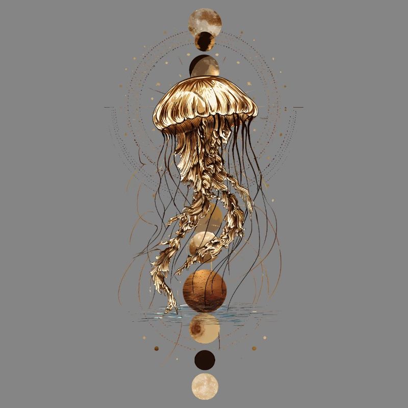 Boho Jellyfish with Moon Phases – Mystical Design