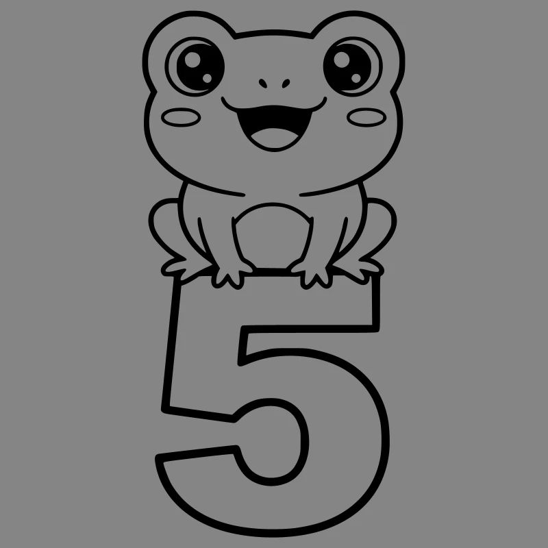 Grenouille joyeuse avec le chiffre 5 (dessin animé)