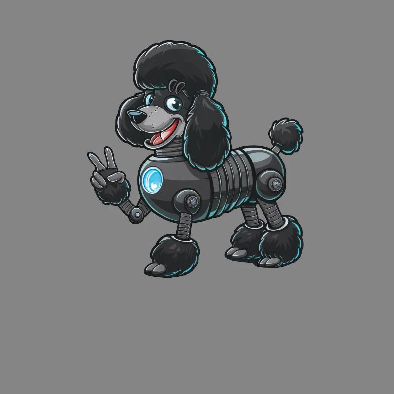 Caniche cyborg avec conception de robot de signe de paix