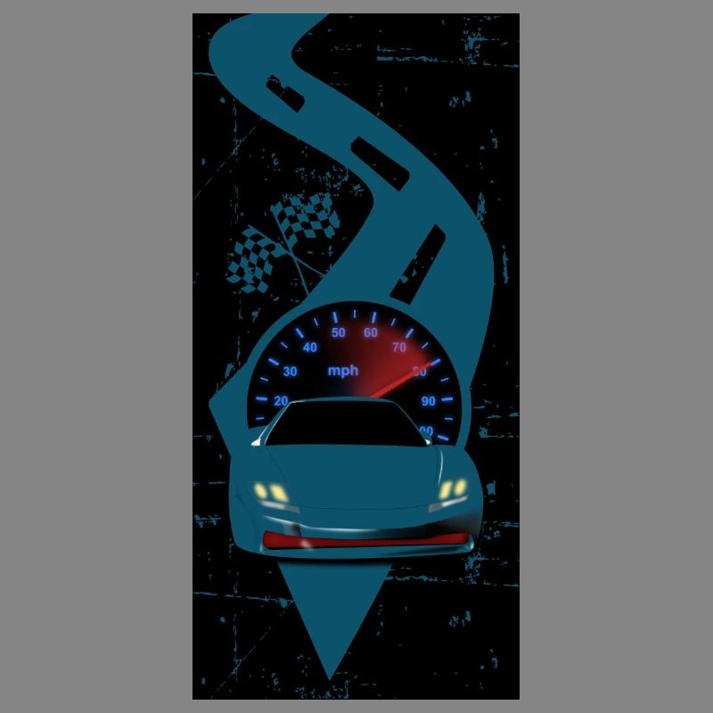 Racing car with speedometer