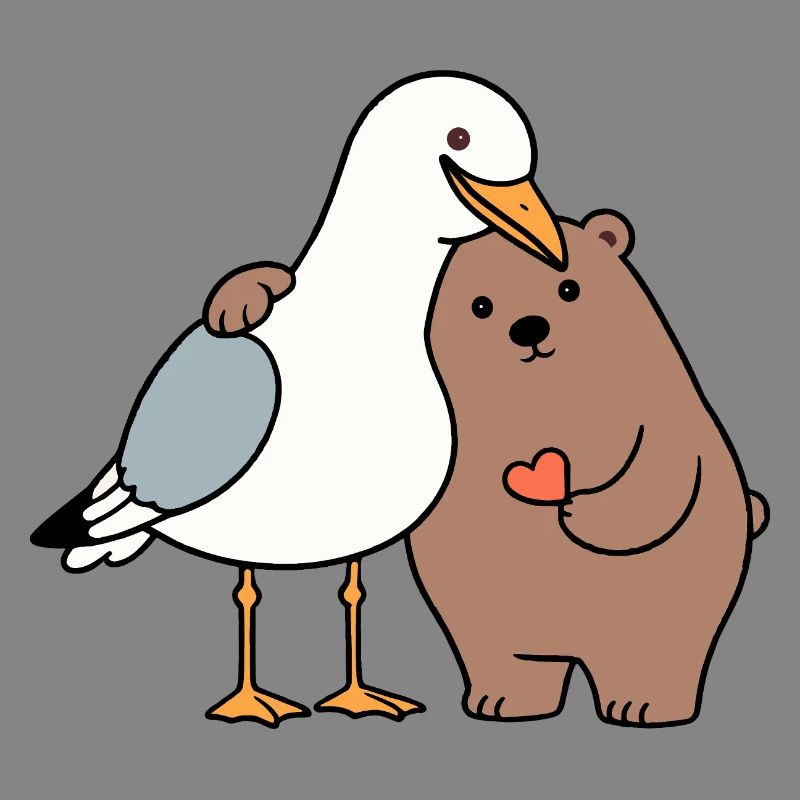 Nordsee Möwe Braun Bär Freundschaft Liebe anlehnen