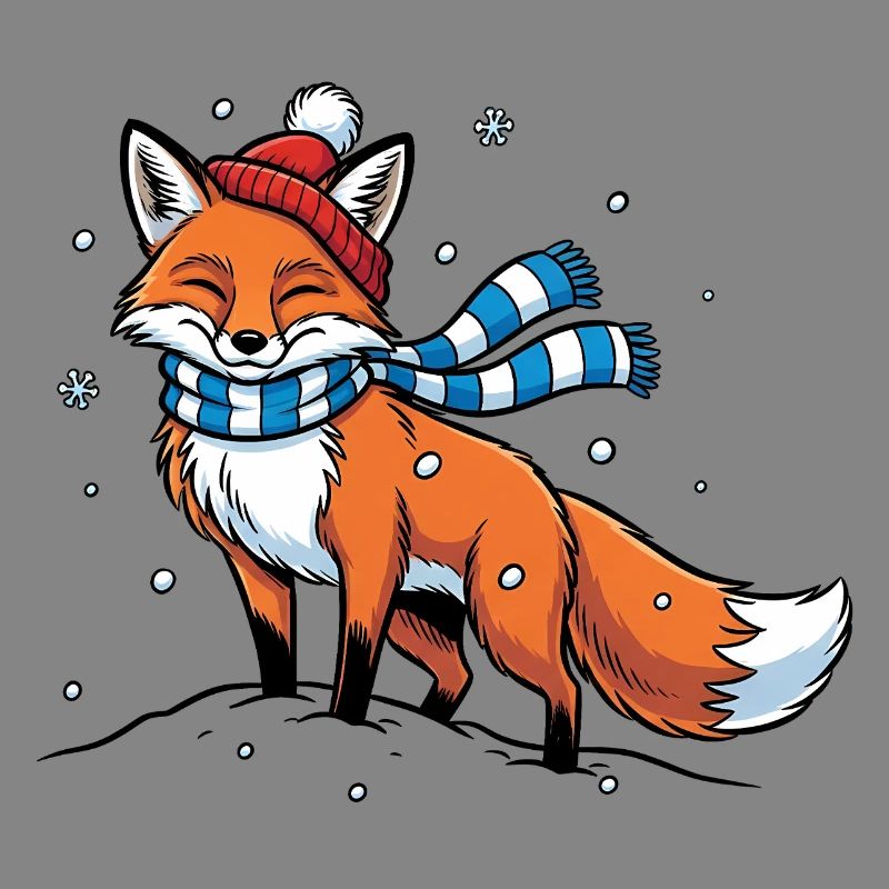 Winter fox with scarf