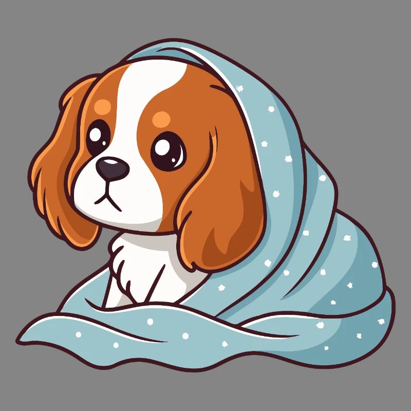 Beagle wrapped up in blue
