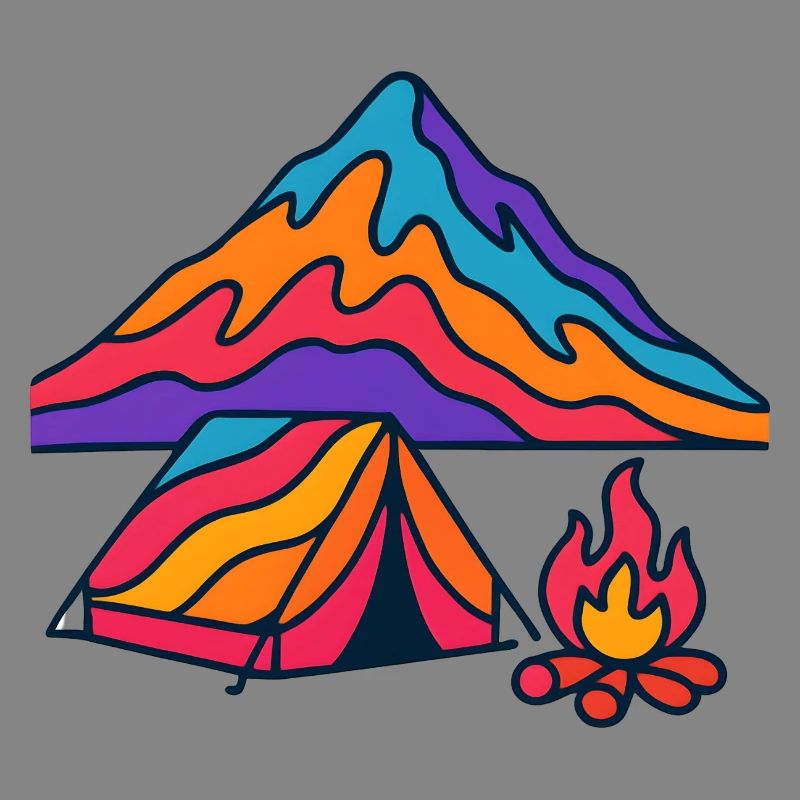 Neon Mountains Tent Camp Fire