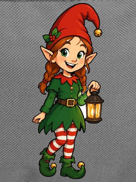 Weihnachts-Elfe mit Laterne