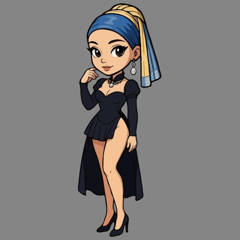 Mädchen mit Perlenohrring Chibi Super Deformed