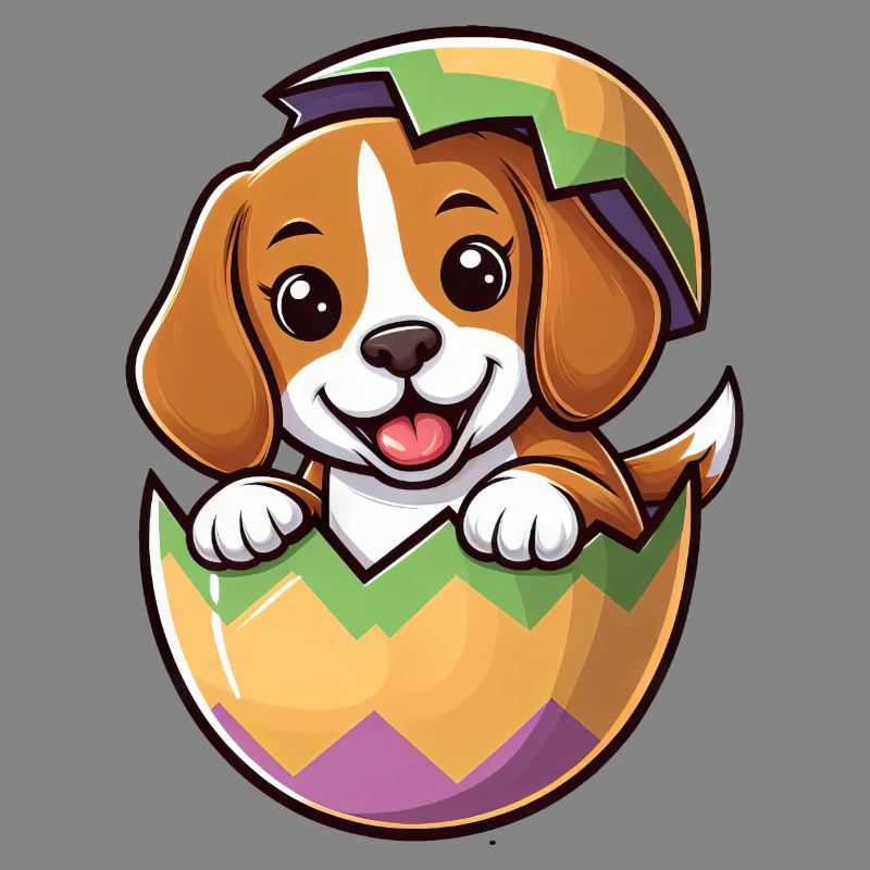 Oeuf de Pâques coloré avec conception de Beagle à éclosion