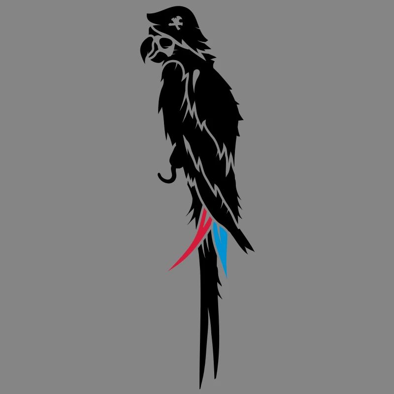 Parrot pirate with eye patch, pirate hat and hook