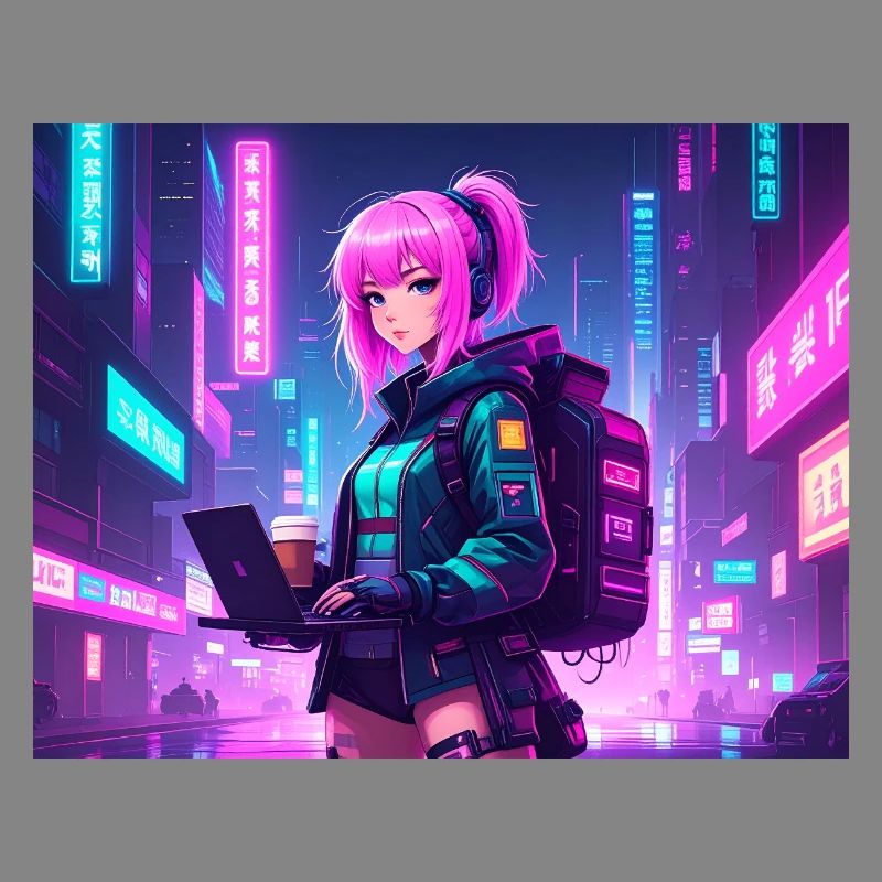 Neon Hacker Girl – Ready to Code & Conquer