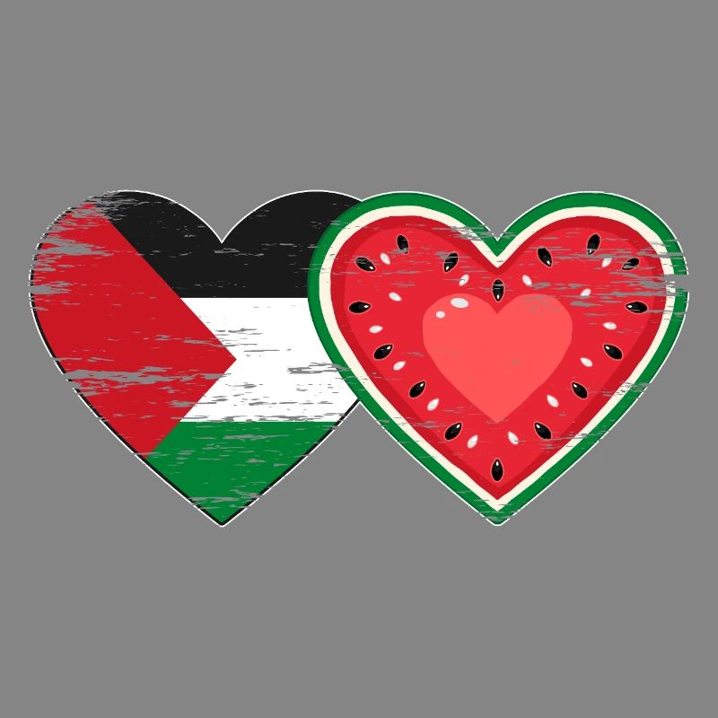 Palestine pastèque drapeau coeur utilisé