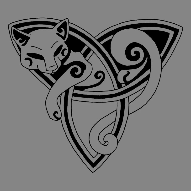 Celtic cat resting (black)
