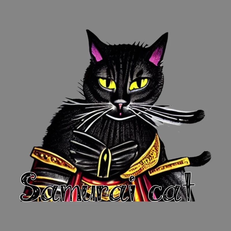 Samurai cat with gold armor