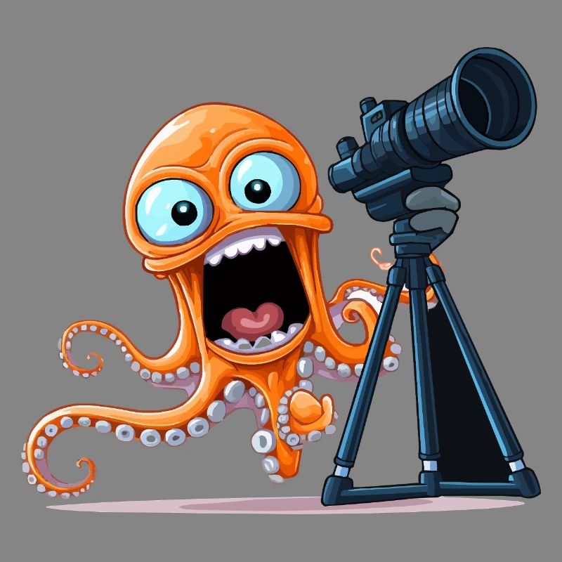 Orange Octopus Photographer with Camera