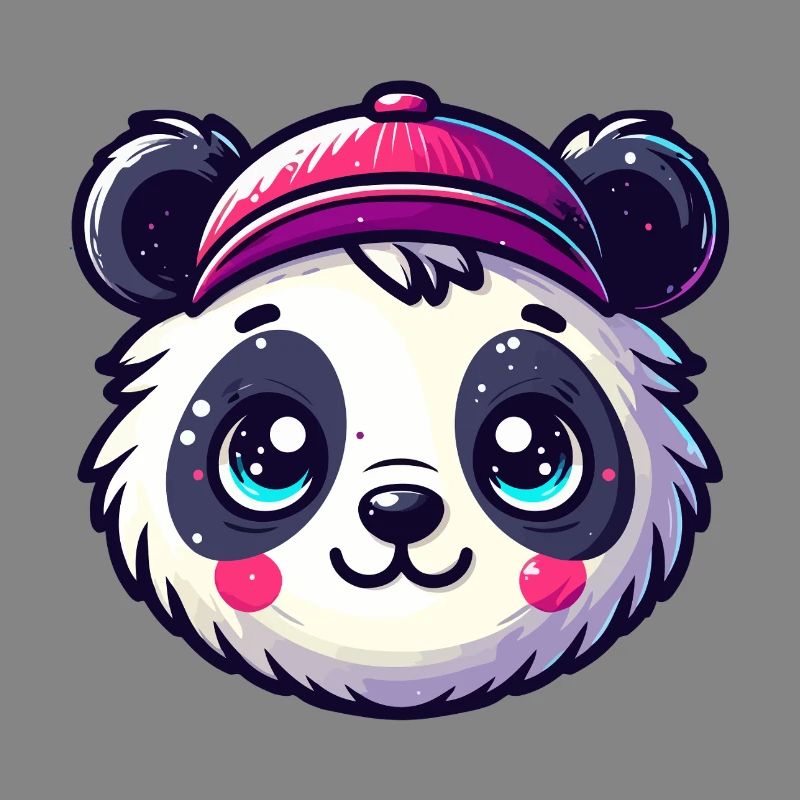 Panda Kopf mit Kappe