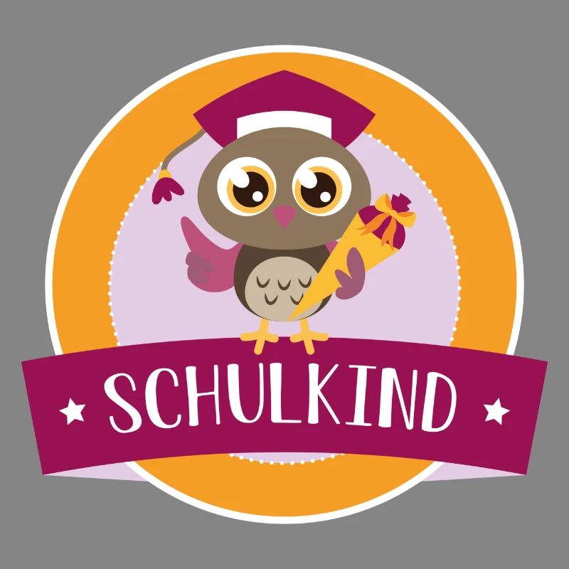 Schulkind Eule mit Zuckertüte