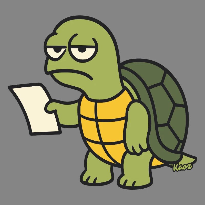 Slow turtle with paper