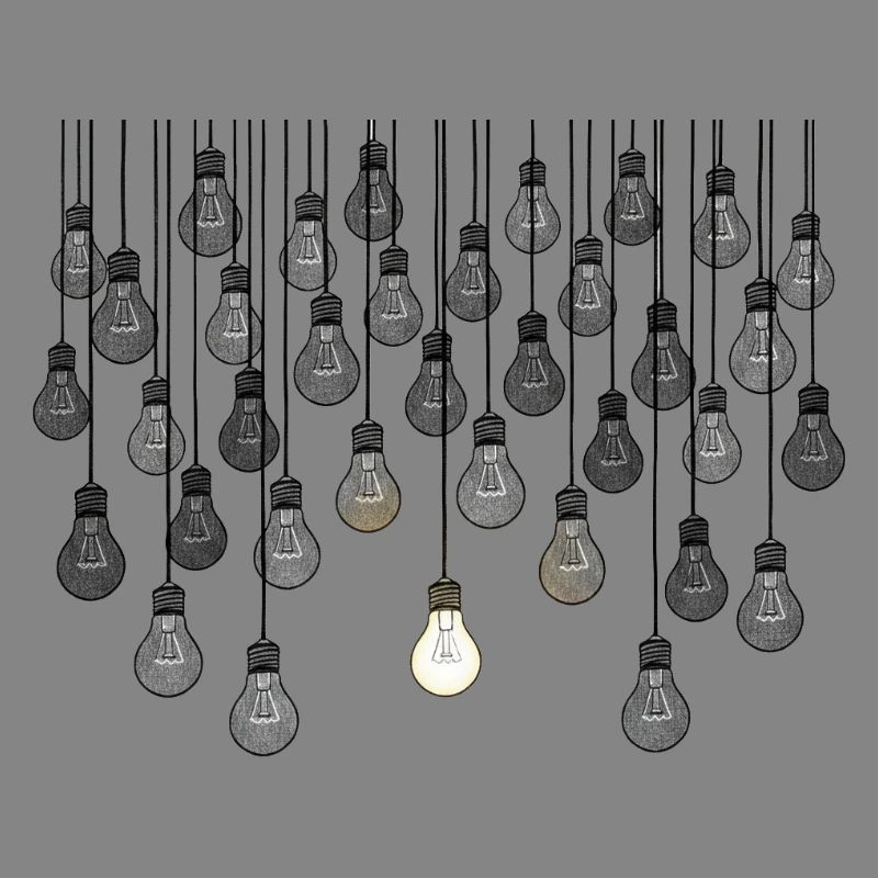 Graues Glühbirnen-Array mit einzigartiger Helligkeit