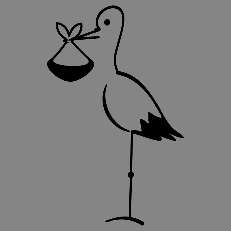 Storch mit Bündel / stork with bundle (1c)