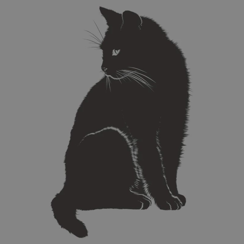 Ausdrucksstarke schwarze Katze. Geschenkidee